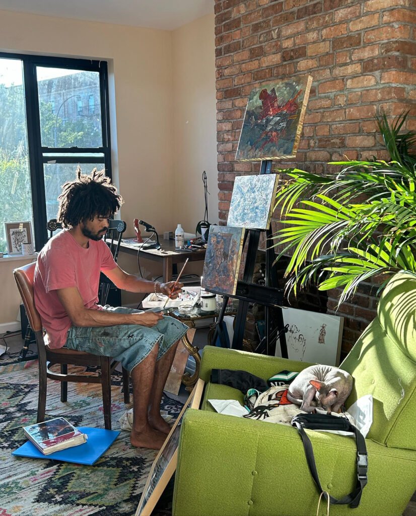 Joseph Olisaemeka Wilson in his Brooklyn studio